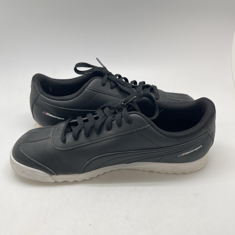 Puma x BMW MMS Roma Sneakers Mens 10.5 339929-01 Black Leather Casual Shoes - Picture 7 of 10